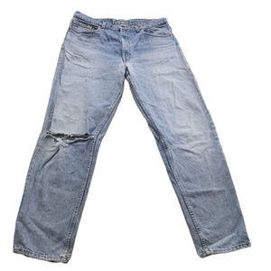 Levi's 505 Red Tab Denim Blue Jeans Distressed USA Made Light Wash 38x34 29